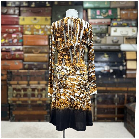 Just Cavalli Womens Dress EU Size 40 US Size Small Animal Print Black Gold Brown - Picture 3 of 11